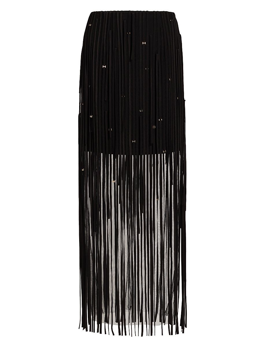 Women's Fringed Tulle Pencil Skirt - Black - Size 2