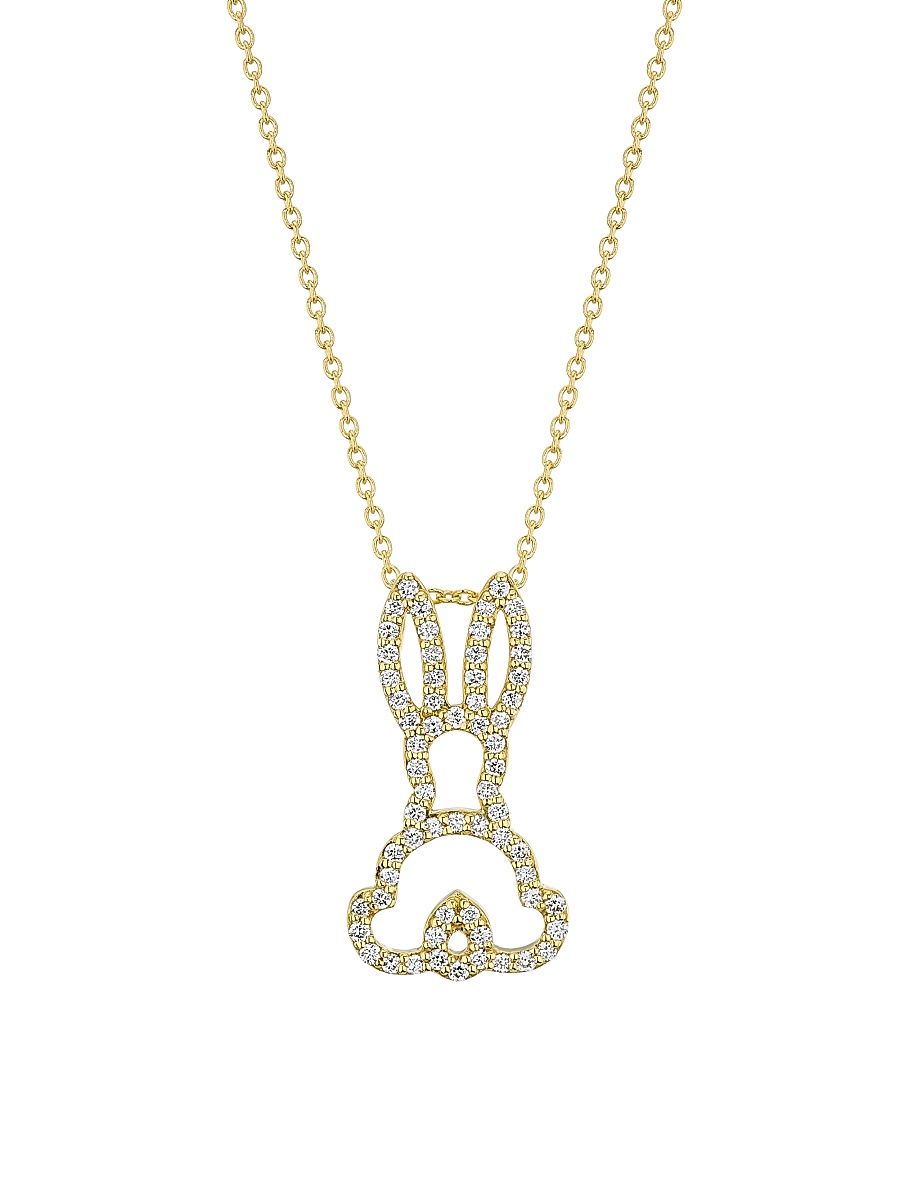 Women's Tiny Treasures 18K Yellow Gold & 0.20 TCW Diamond Bunny Pendant Necklace - Yellow Gold