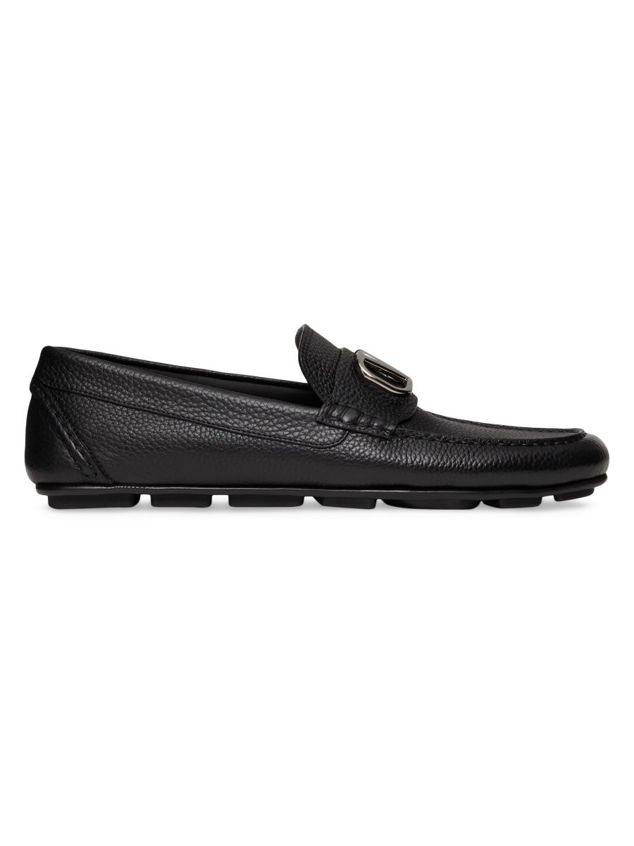 Valentino Men's VLogo Signature Grainy Calfskin Driving Shoes - Black - Size 7