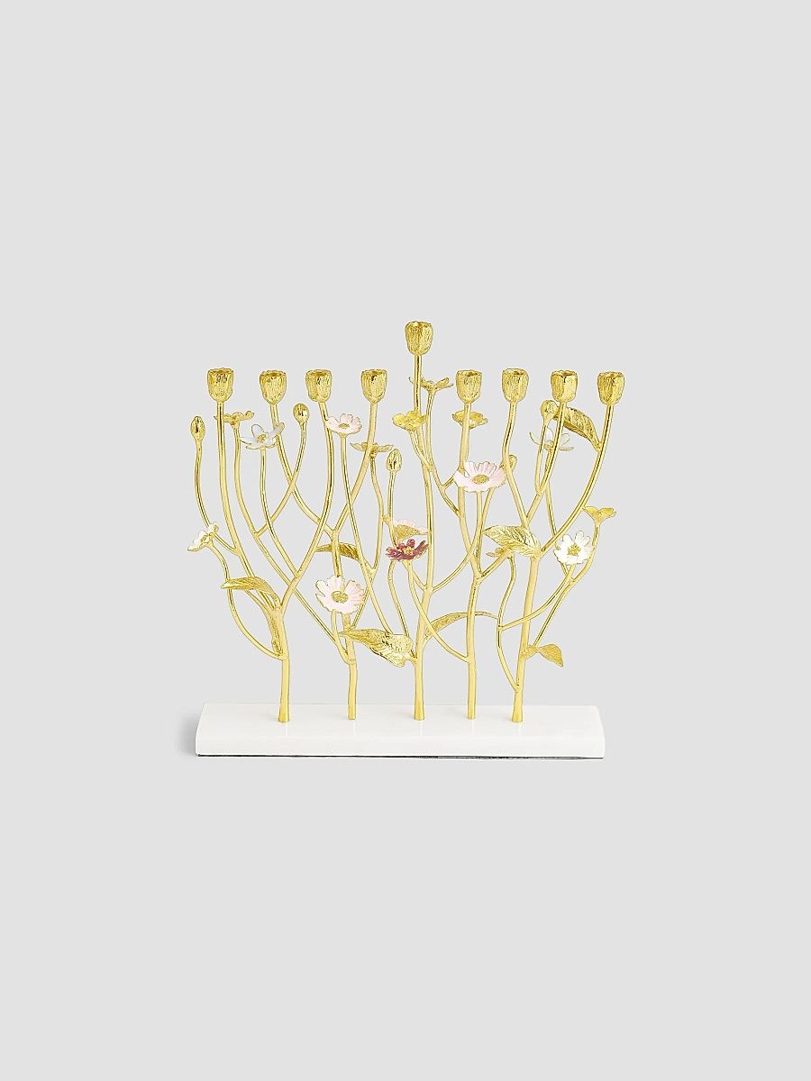 Wildflowers Brass & Marble Menorah