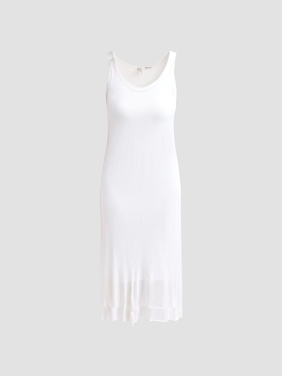 Women's Fluted Hem Midi Dress - Optic White - Size XXS