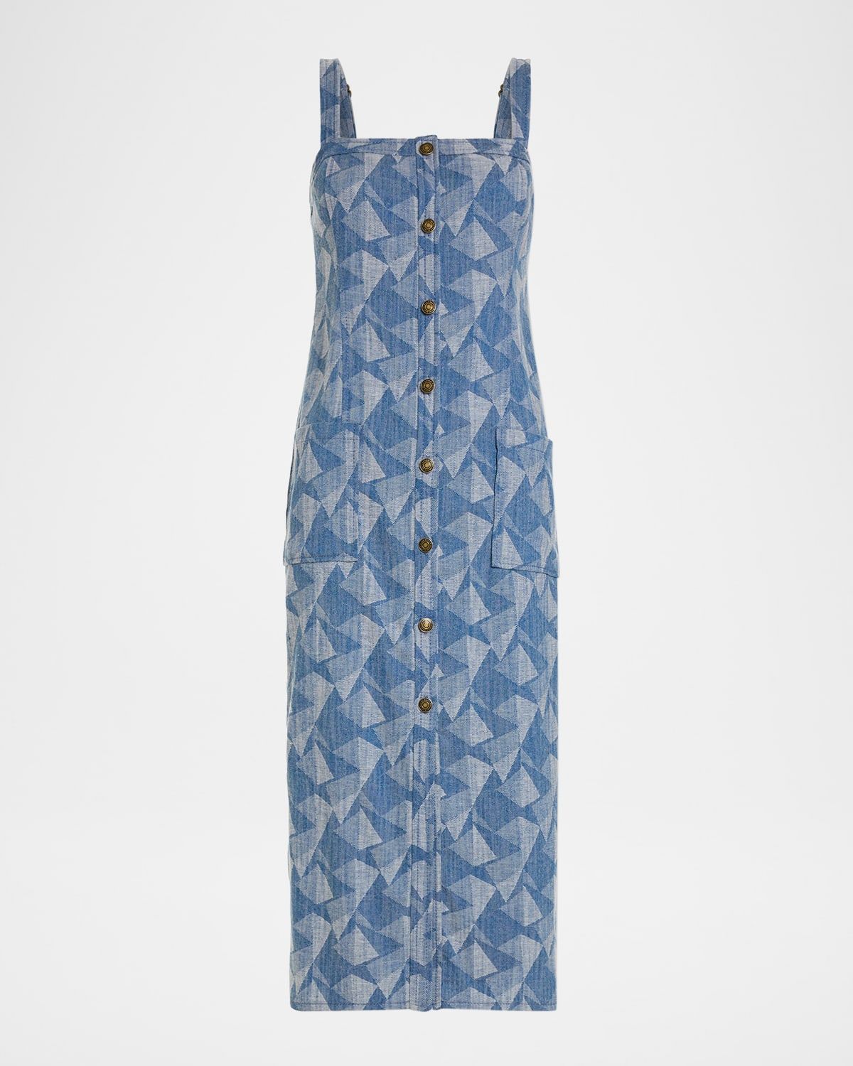 Marine Geo Denim Midi Dress