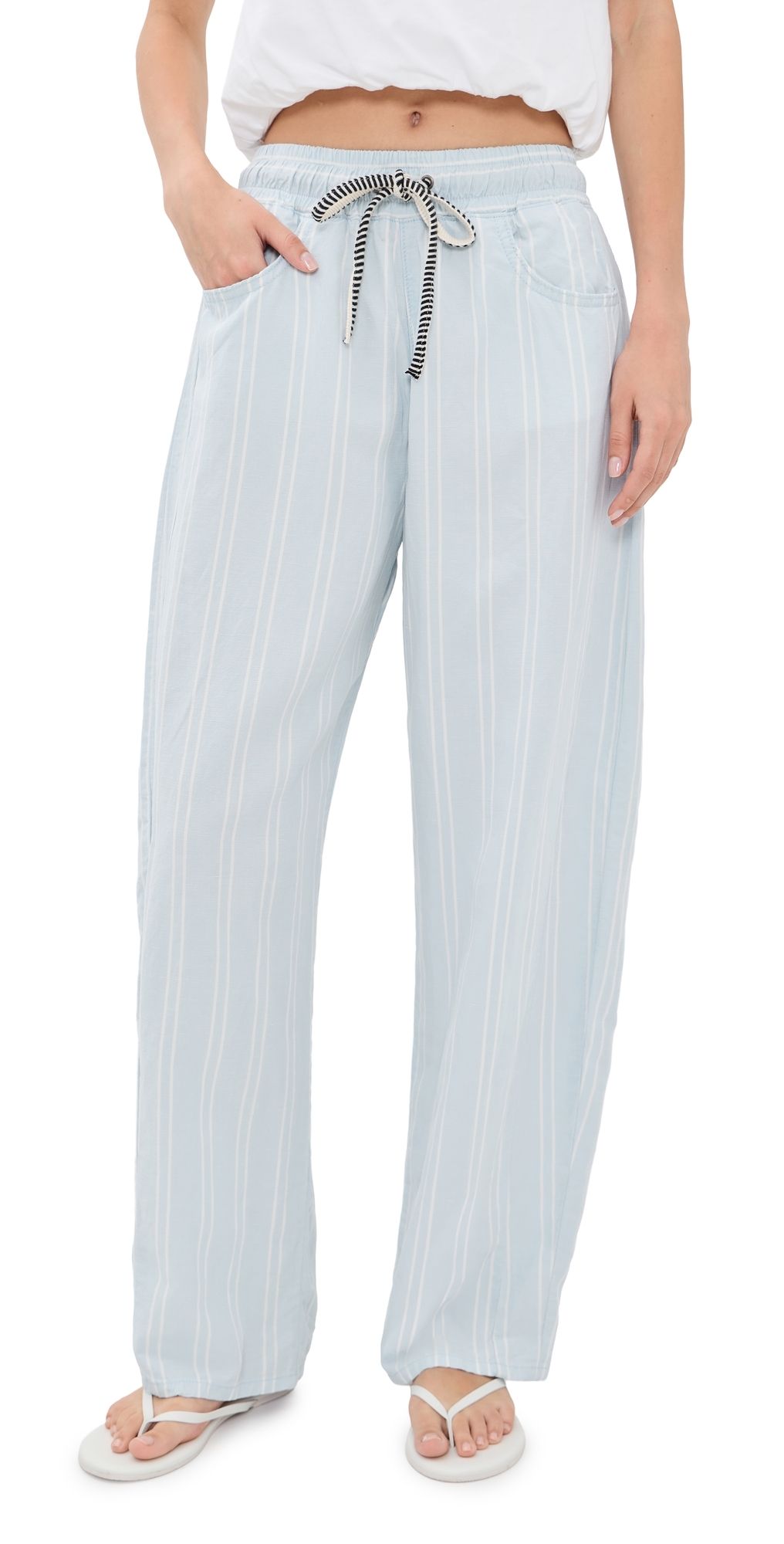 ASKK NY Cancun Pants Blue Linen Stripe XS