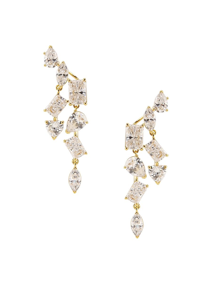 Women's Impress 18K-Gold-Plated & Cubic Zirconia Climber Drop Earrings - Gold