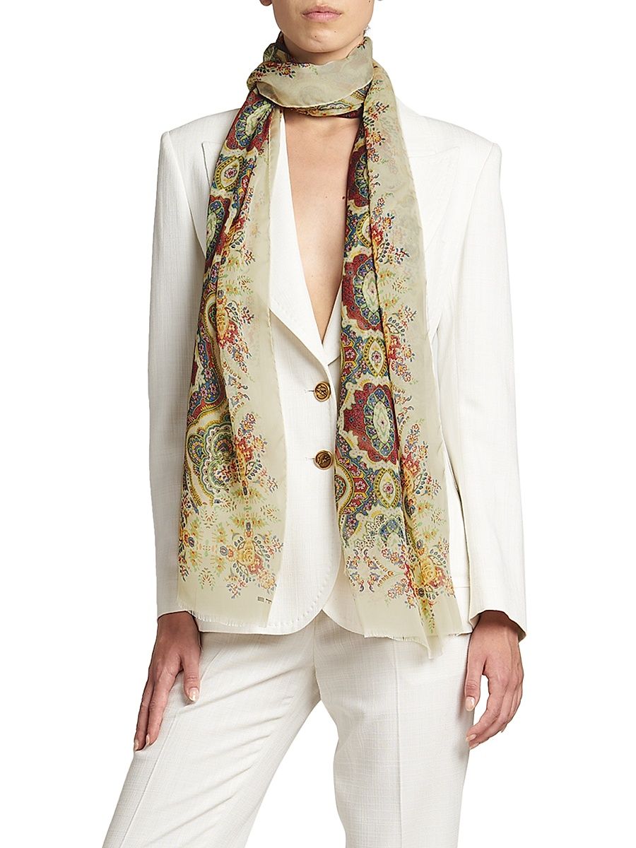 Women's Floral Cotton-Blend Shawl - White Multi