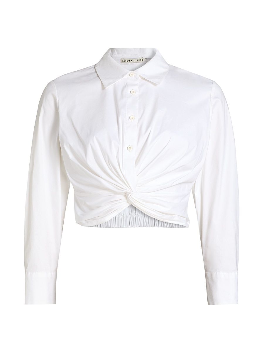 Women's Phebe Cotton-Blend Twist-Front Shirt - Off White - Size XS