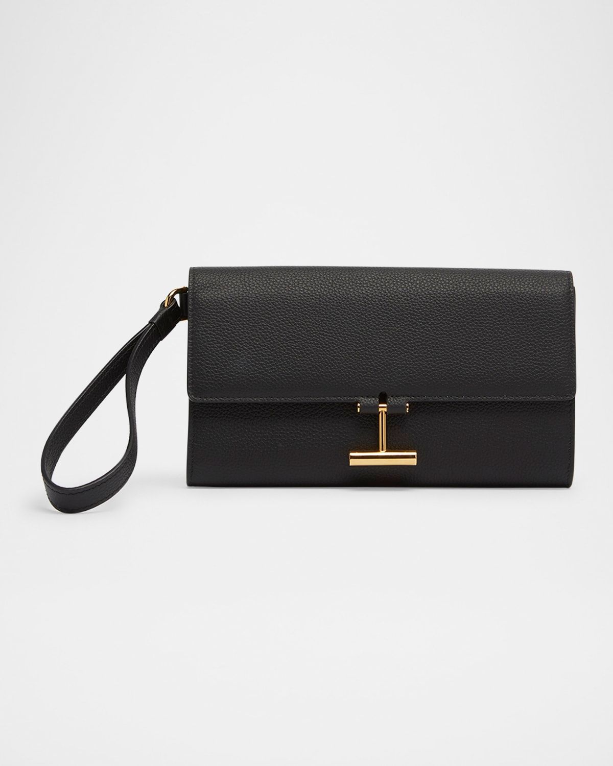 Leather T Bar Wristlet Clutch Bag