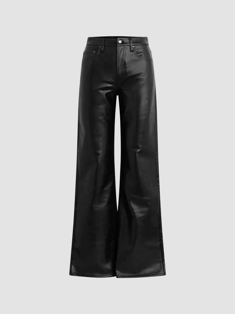 Favorite Daughter Women's The Regenerated Leather Bootcut Trousers - Black - Size 32