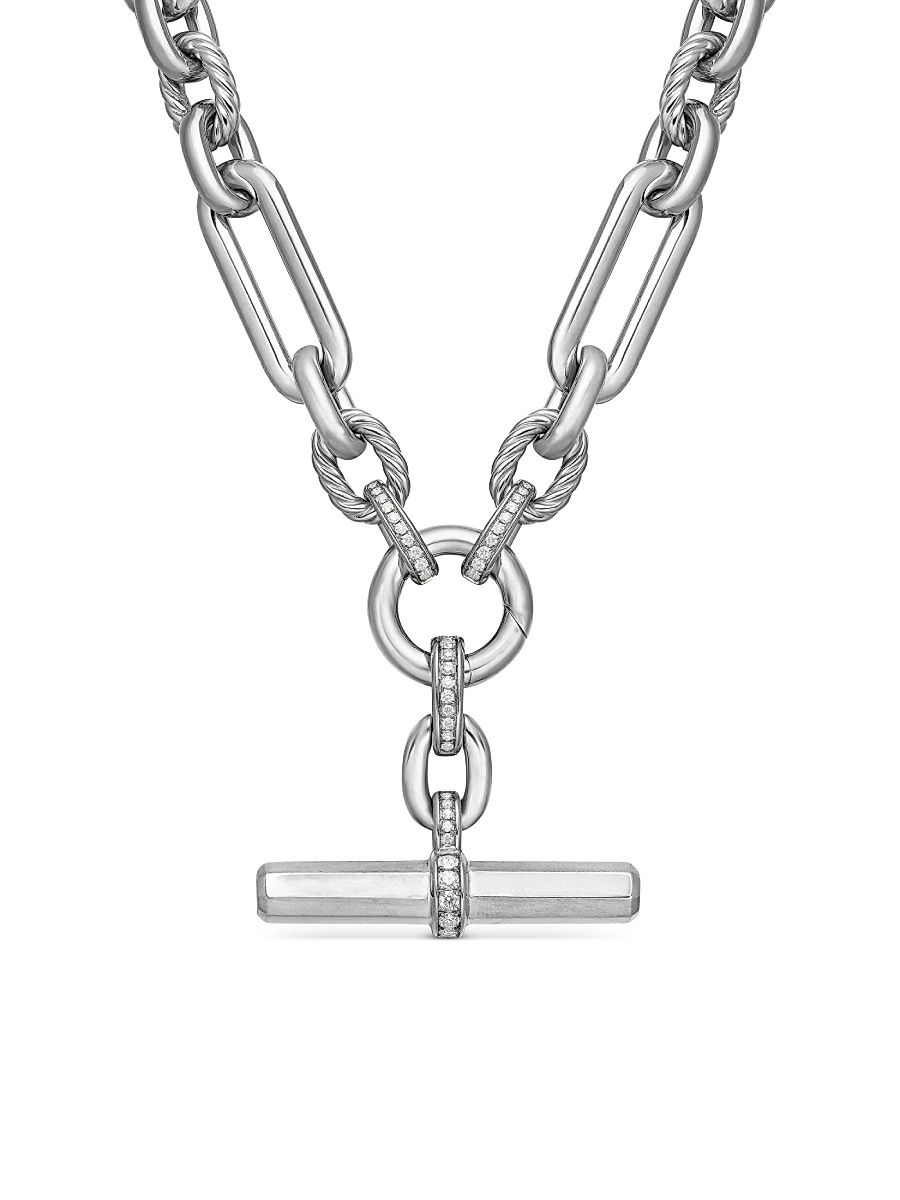 Women's Lexington Chain Necklace in Sterling Silver - Diamond - Size 18