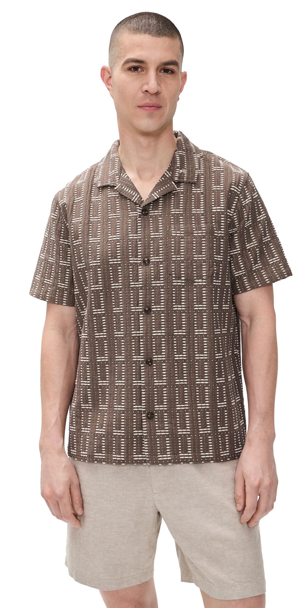 Marine Layer Dobby Resort Shirt Brown M