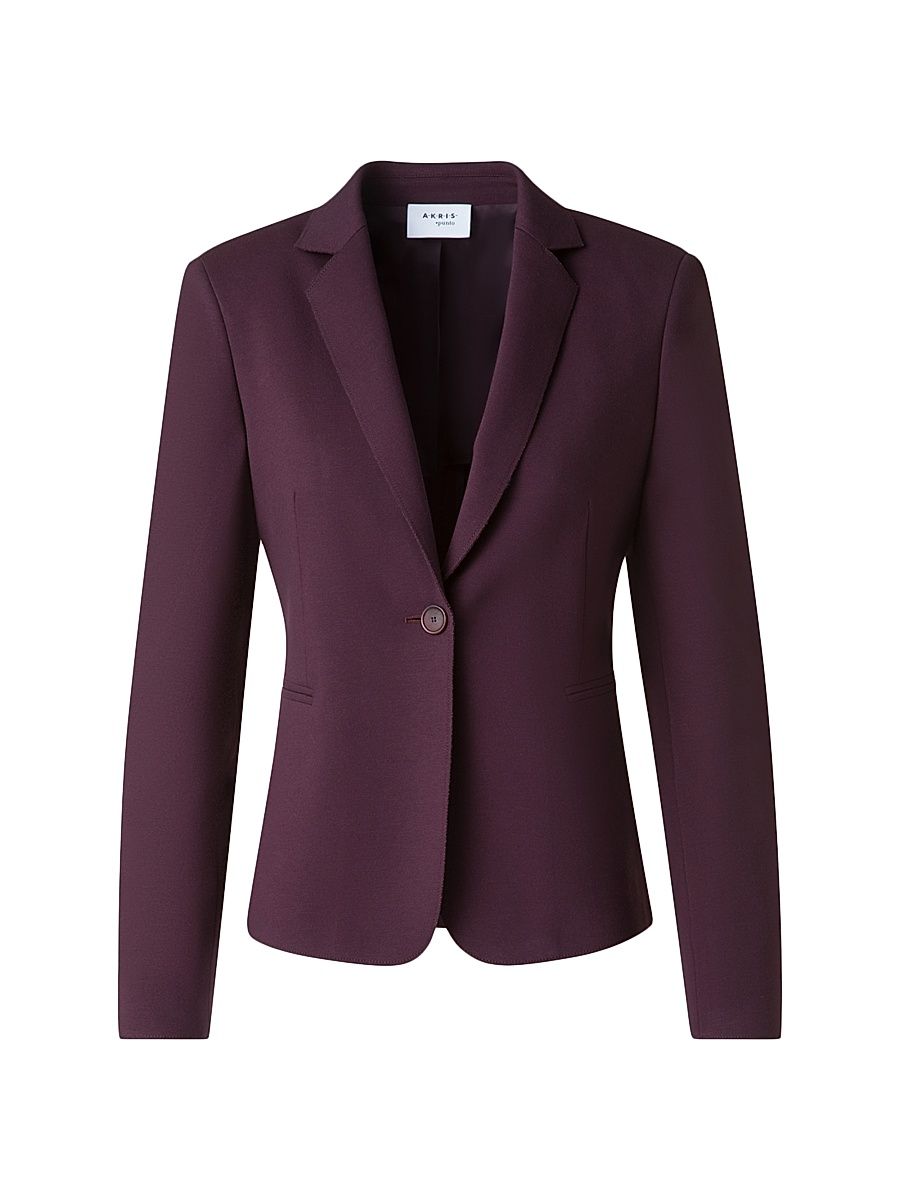 Women's Single-Breasted Jersey Blazer - Blackberry - Size 16