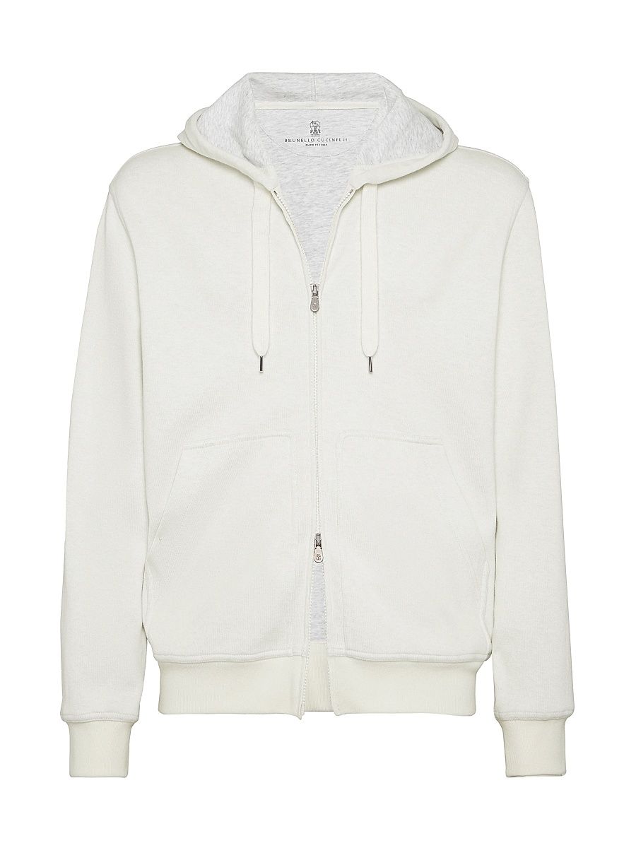 Men's Cashmere Blend French Terry Double Cloth Sweatshirt - Off White - Size XXS