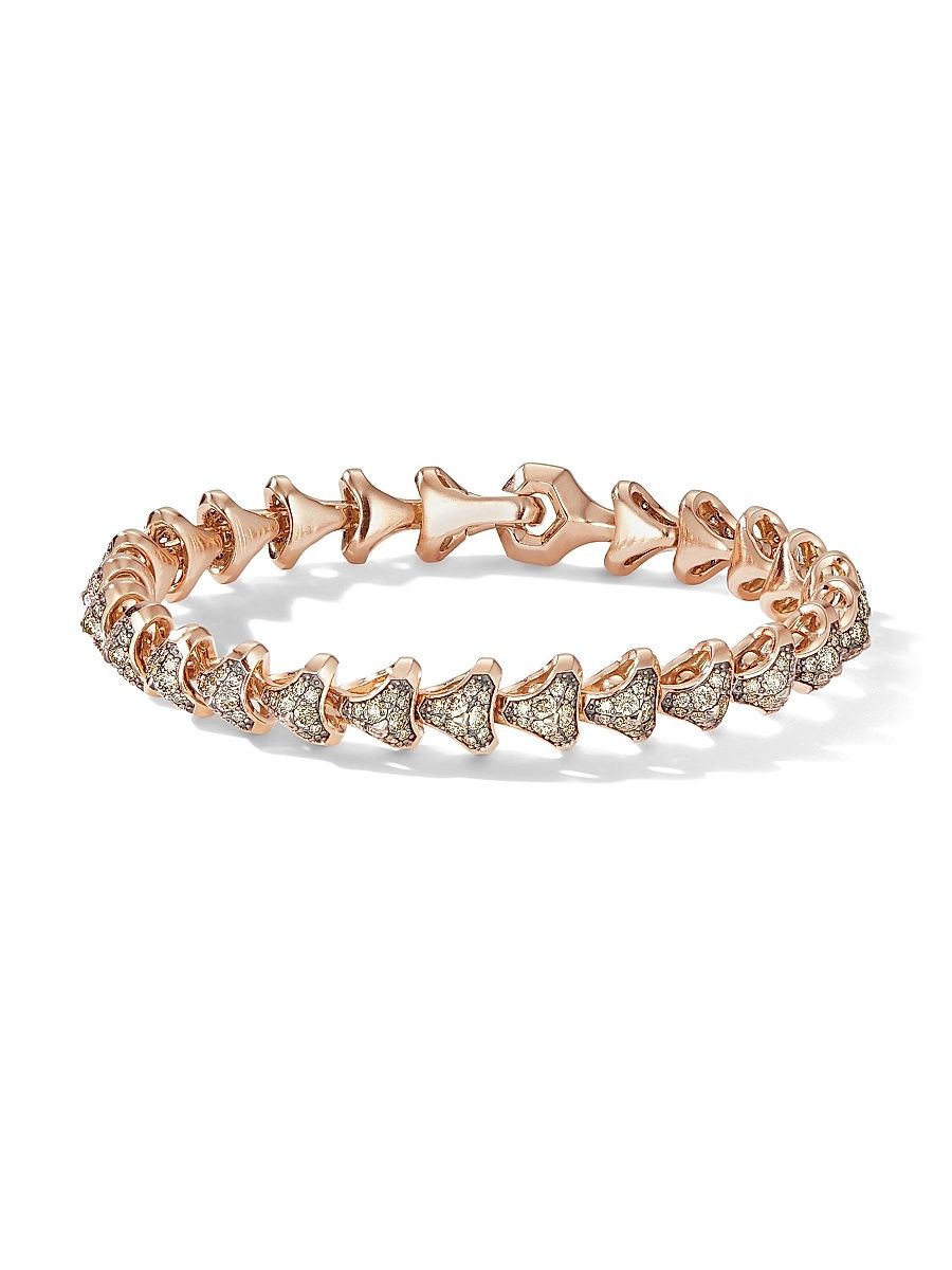 Men's Armory Link Bracelet in 18K Rose Gold - Cognac Diamond - Size Medium