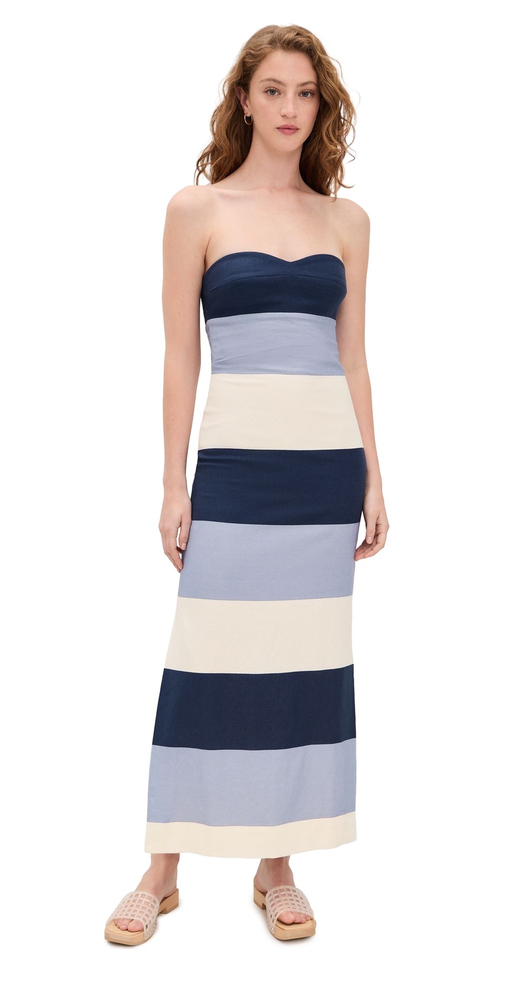 Andres Otalora Sono Veri Dress Maxi Blue Stripes 0