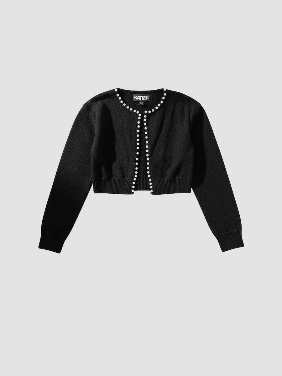 KatieJ NYC Girl's Girl's Kitty Hem Cardigan - Black - Size 14