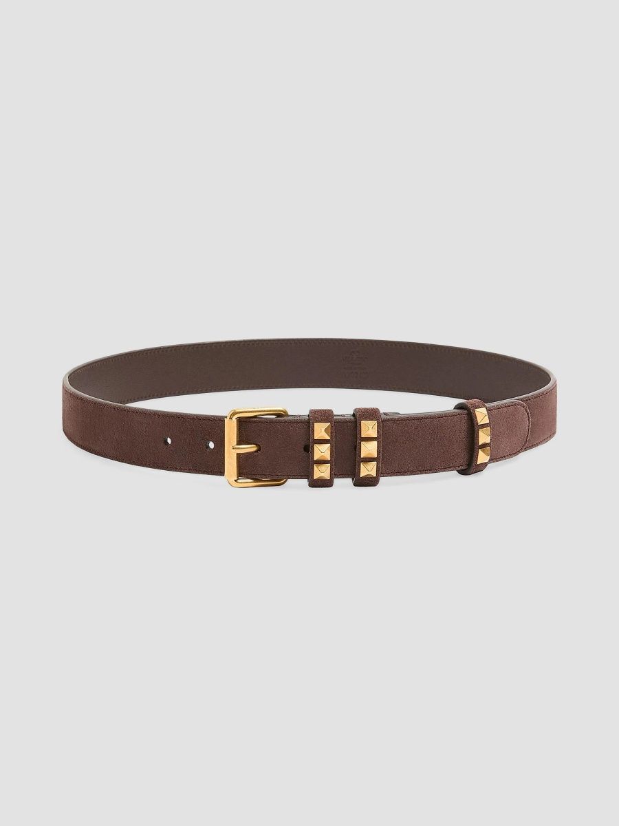 Valentino Women's Flaneuse Belt in Suede 30MM - Brown - Size Medium