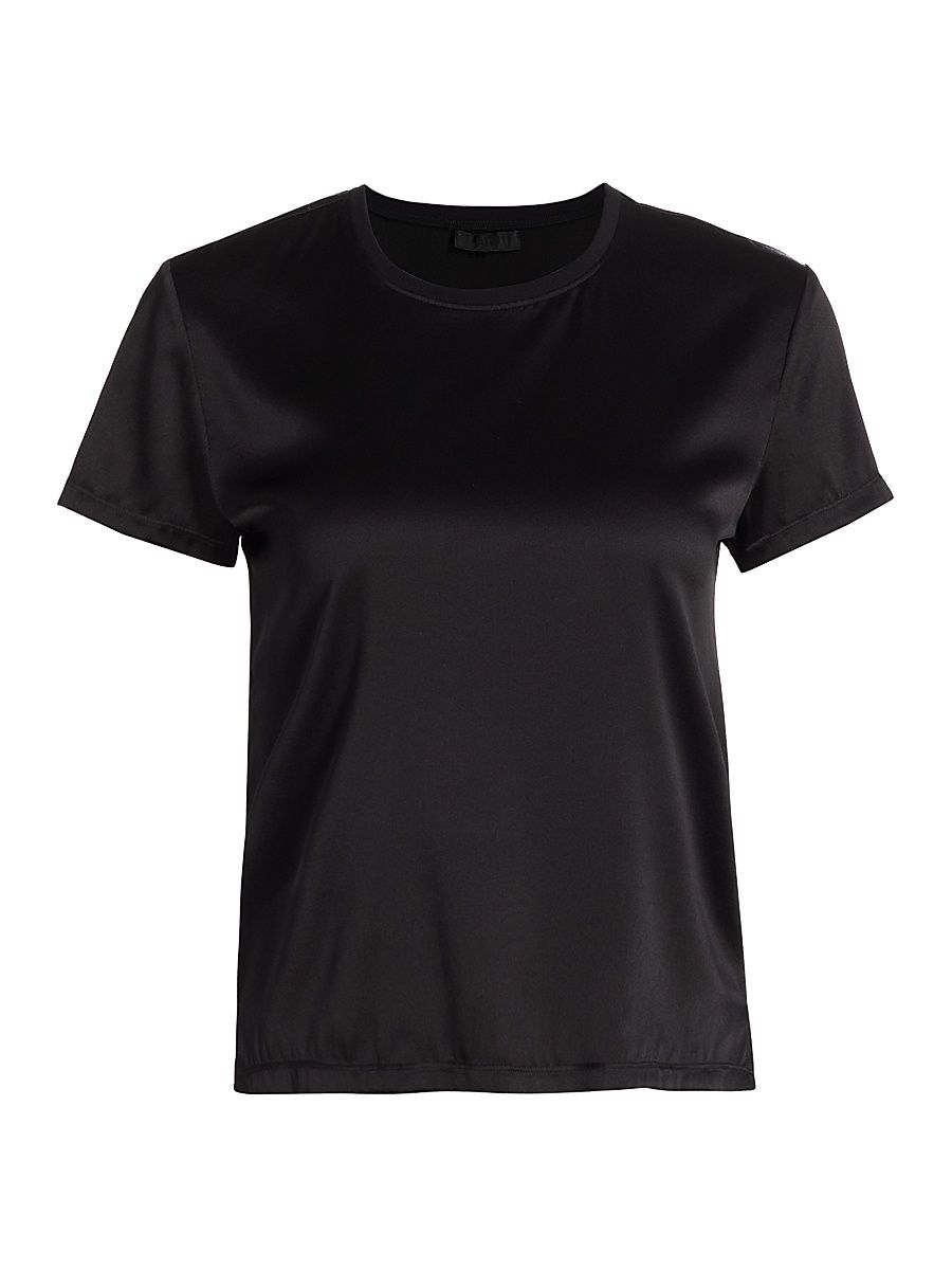 Women's Silk Blend Crewneck T-Shirt - Black - Size Large
