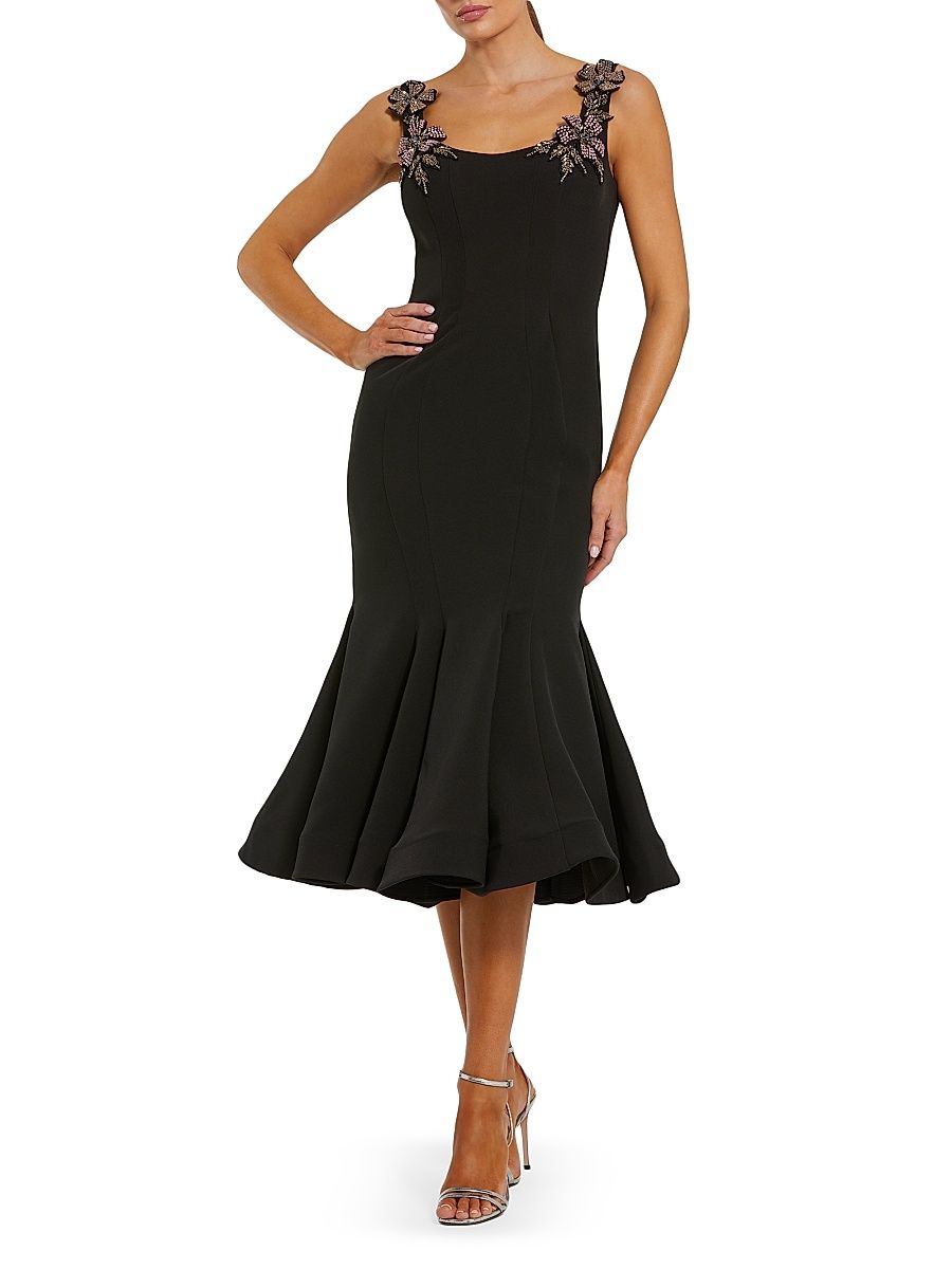 Women's Embellished Trumpet Cocktail Dress - Black - Size 14