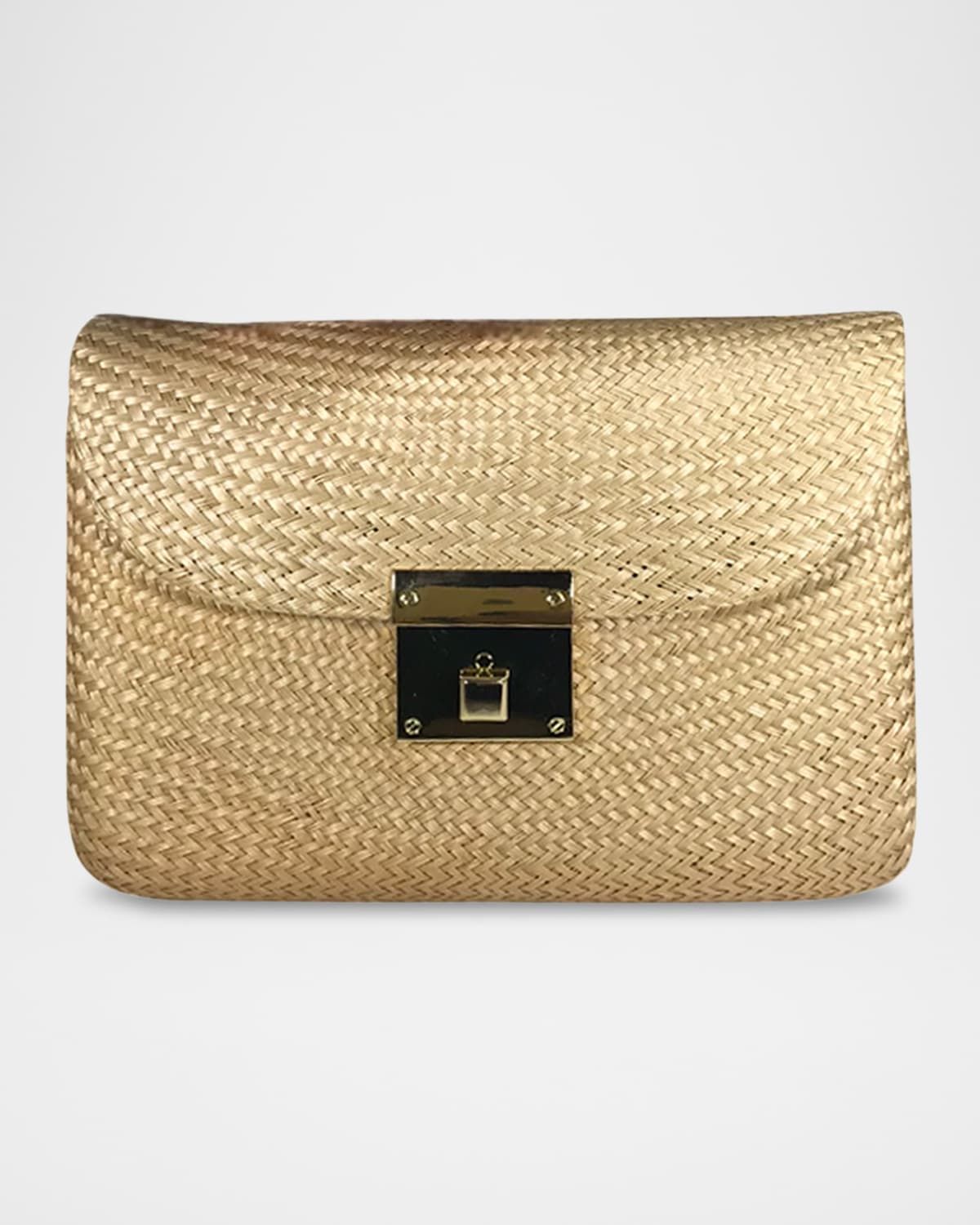 Sasha Bun Woven Straw Clutch Bag