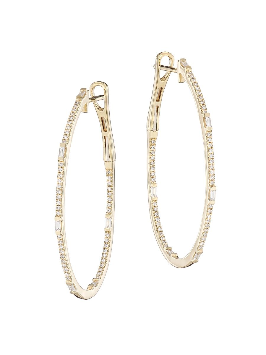 Women's 14K Yellow Gold & 0.44 TCW Diamond Oval Hoop Earrings - Yellow Gold