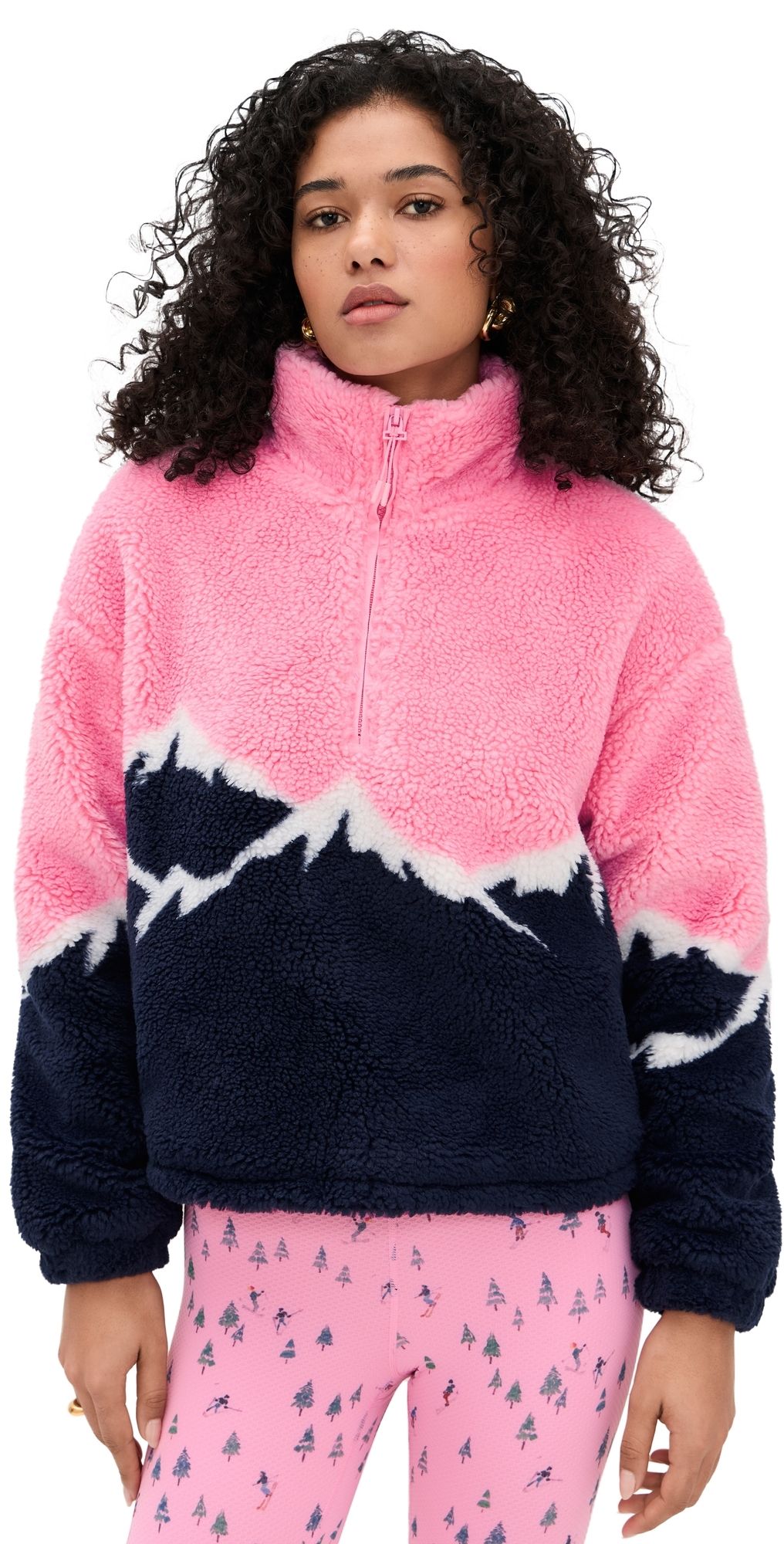 Beach Riot Leona Faux Sherpa Top Snowy Peaks M