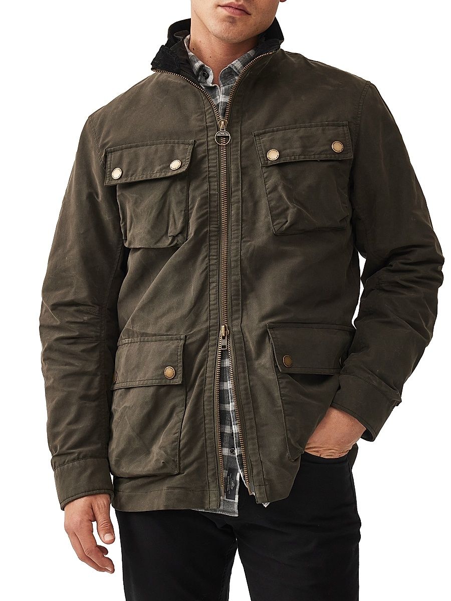 Men's Aberdeen Waxed Cotton-Blend Jacket - Deep Olive - Size XXL