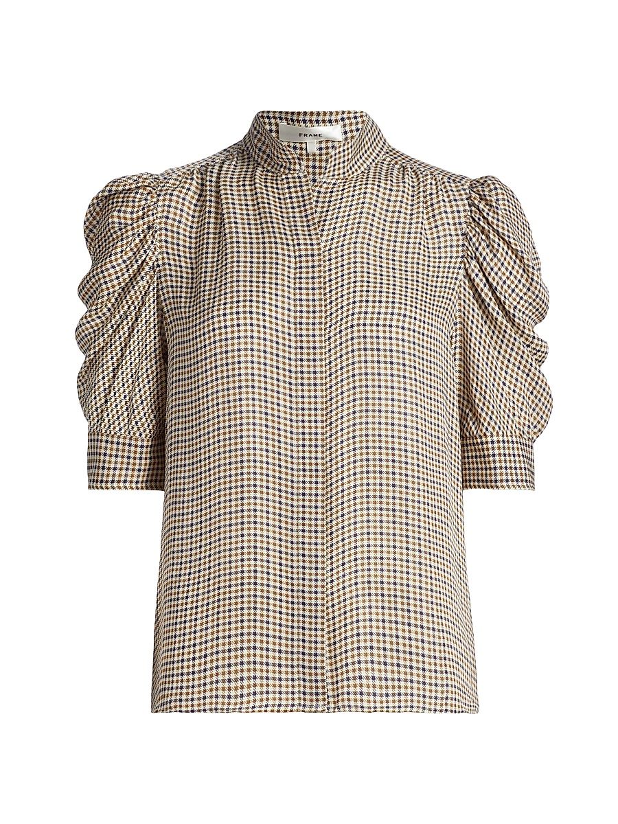 Women's Gillian Houndstooth Silk Top - Houndstooth Multi - Size XL