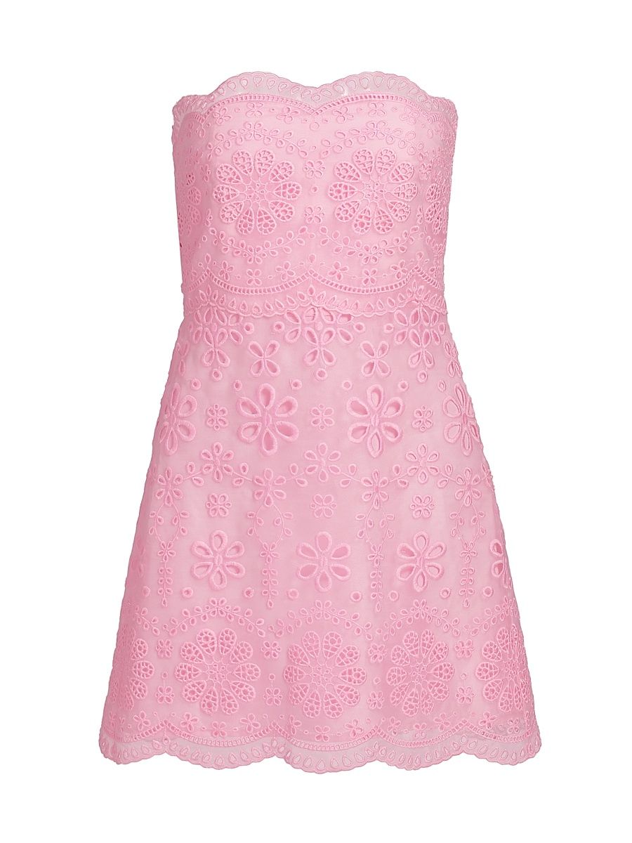 Women's Vailia Eyelet Strapless Minidress - Pale Pink - Size 12