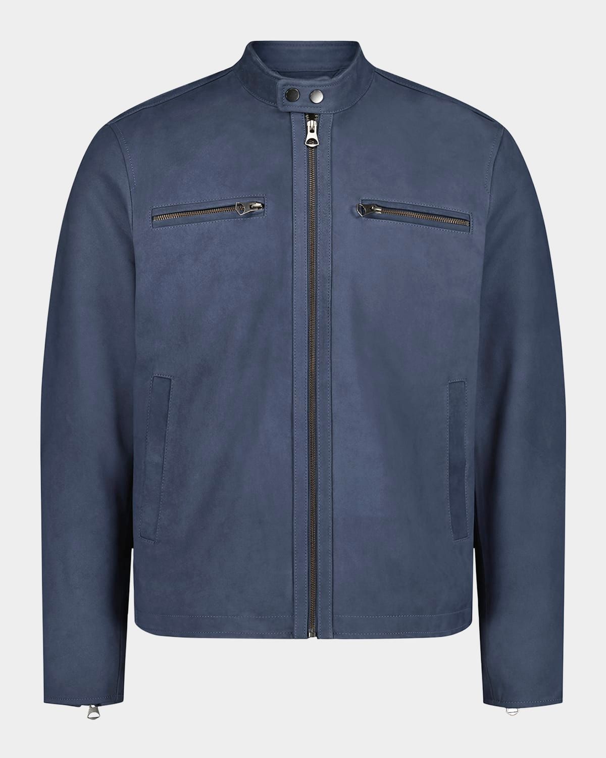 Men & apos;s Artino Leather Band-Collar Race Jacket