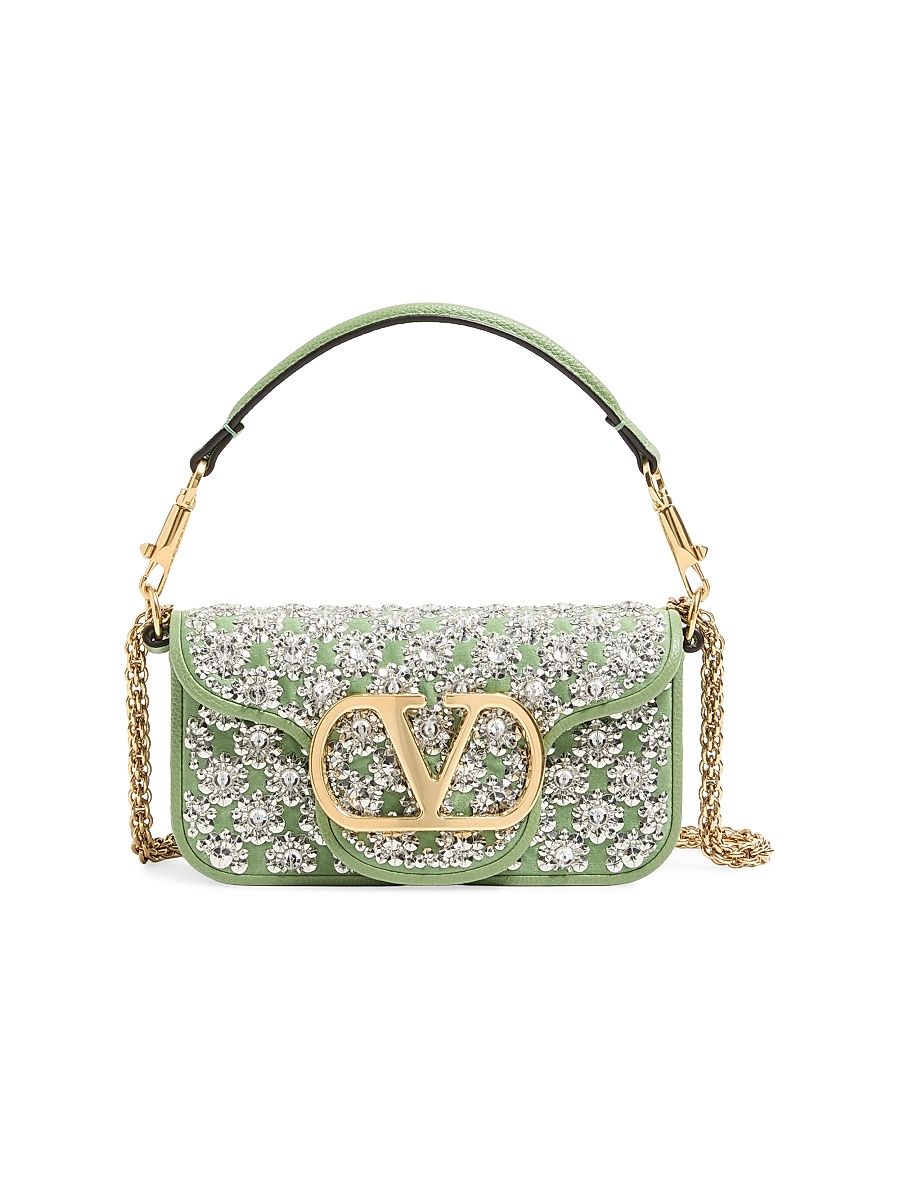 Women's Locò Small Embroidered Shoulder Bag - Mint Crystal