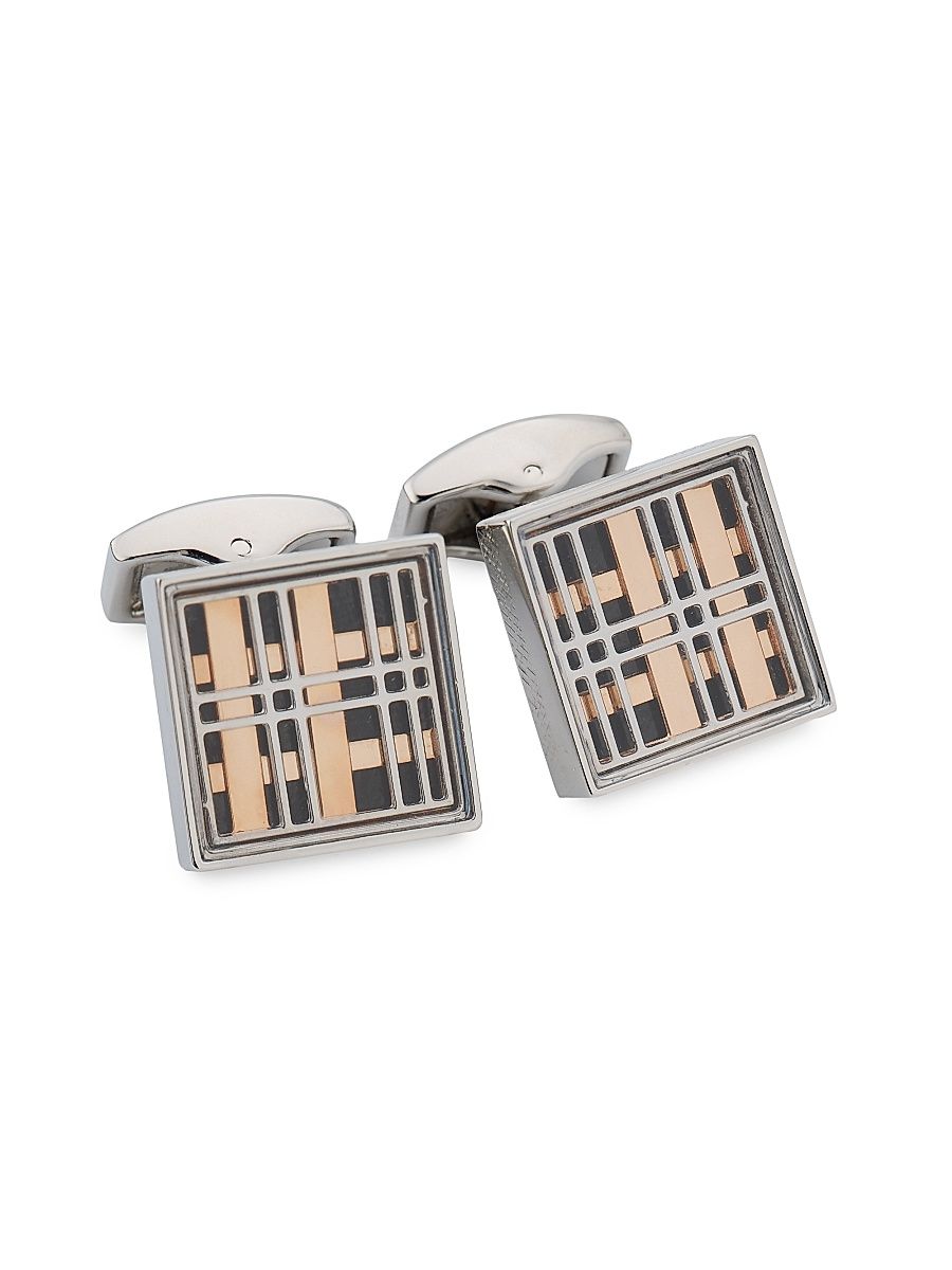 Men's Prince of Wales Tweed Cufflinks - Rose Gold