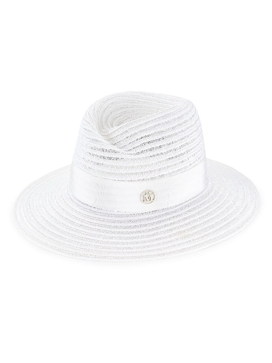 Women's Virginie Straw Fedora Hat - White - Size Medium