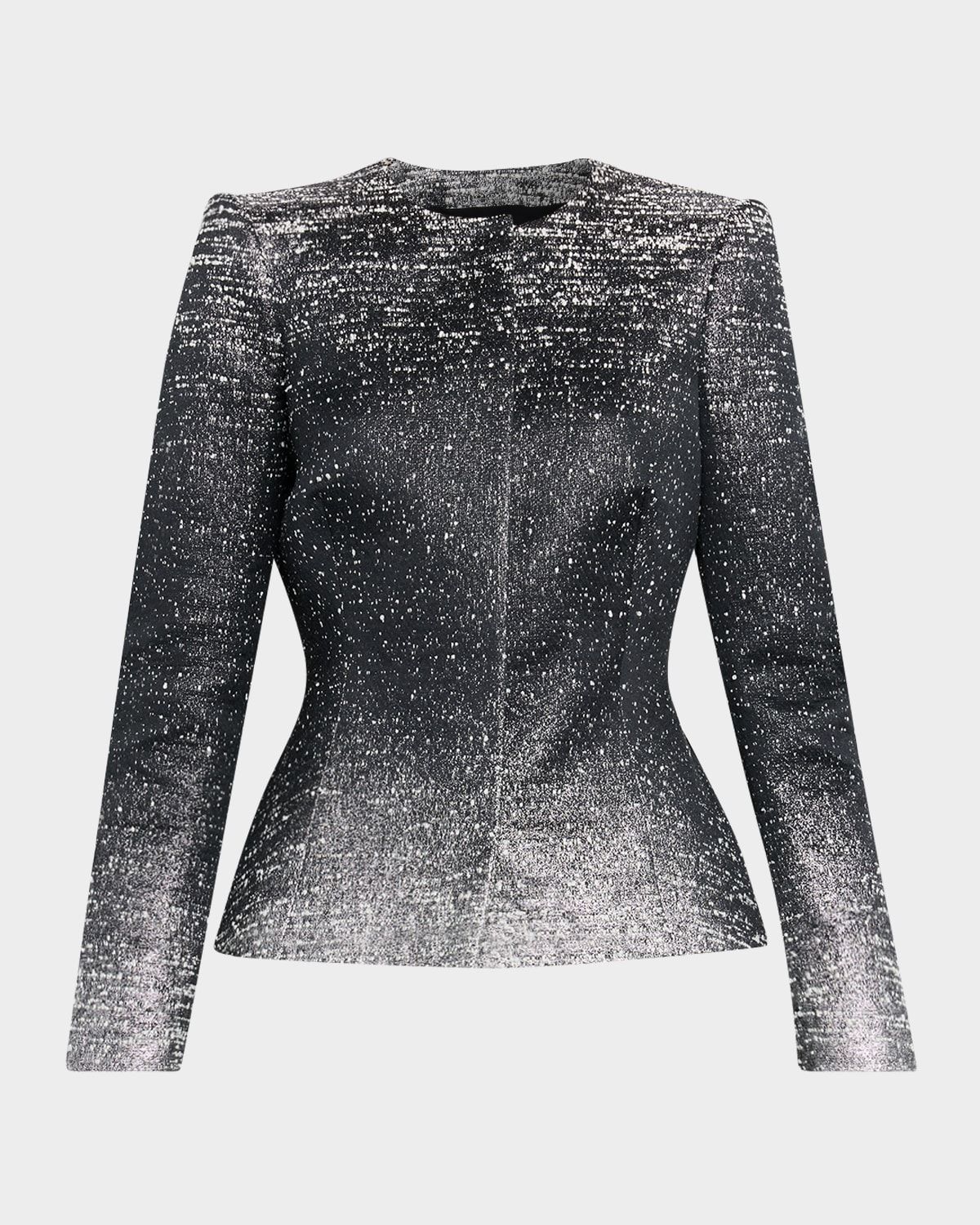 Ombre Metallic Boucle Jacquard Single-Breasted Jacket