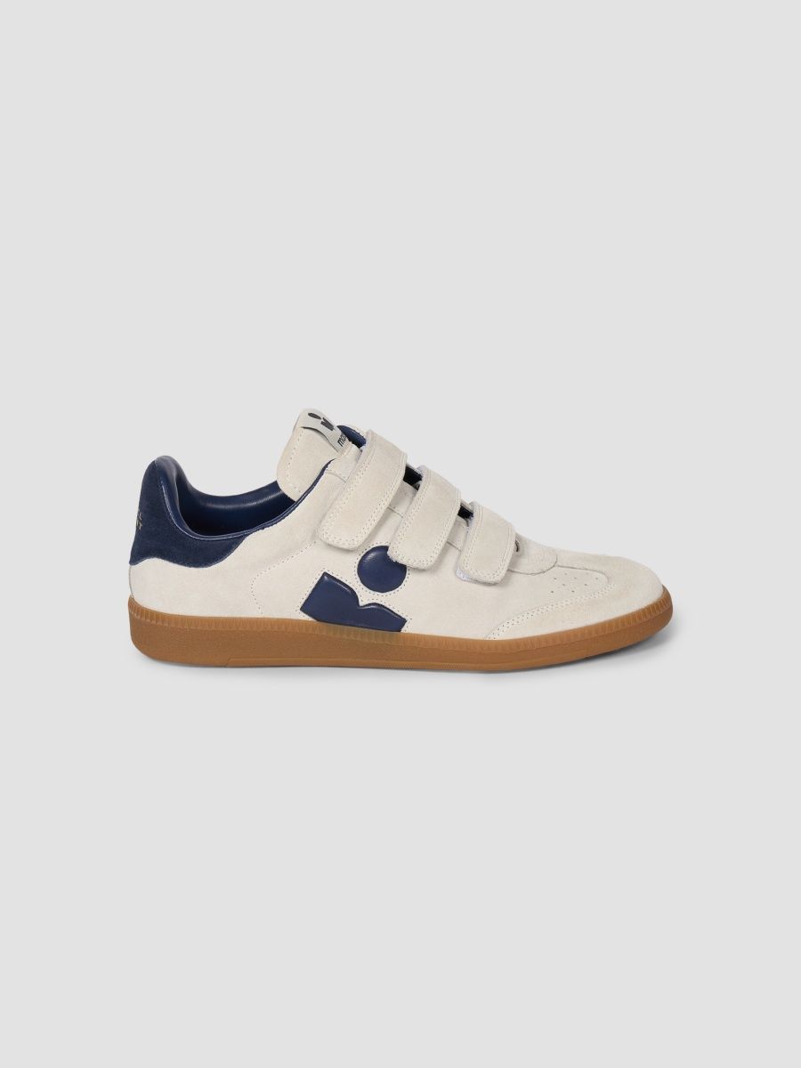 Isabel Marant Women's Beth Logo Leather Low-Top Sneakers - Ecru Dark Blue - Size 12
