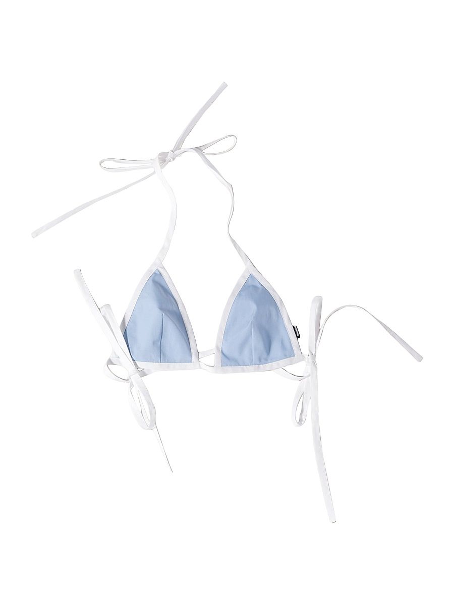 Women's Poplin Bikini Top - Blue - Size 00