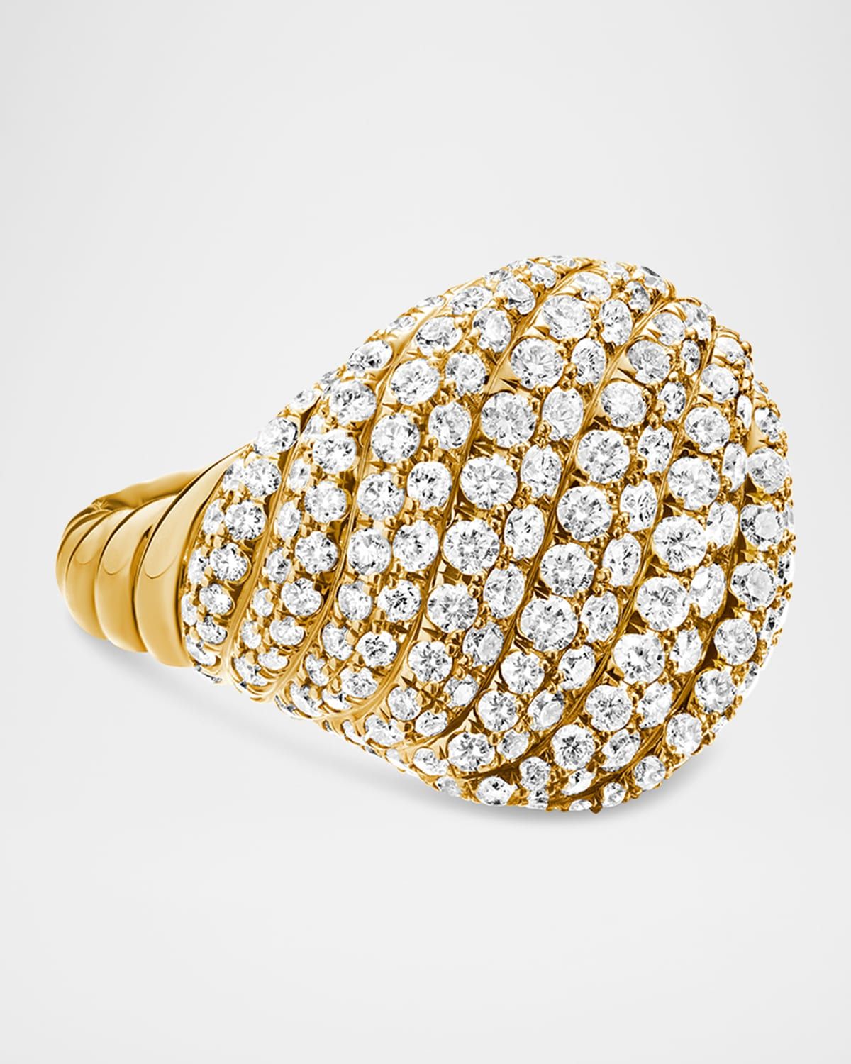Sculpted Cable Pinky Ring with Diamonds in 18K Gold
