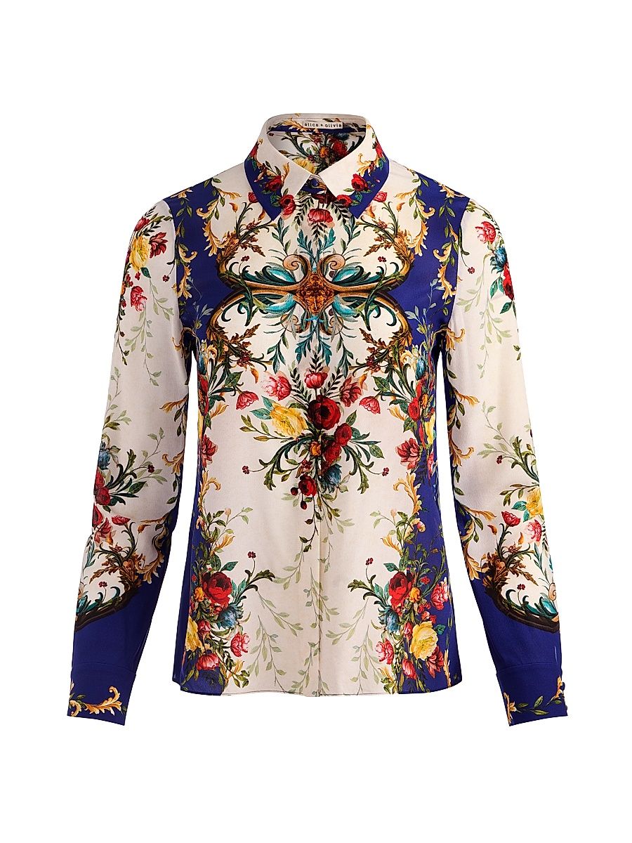 Women's Willa Floral Button-Front Shirt - Gilded Rose - Size Small