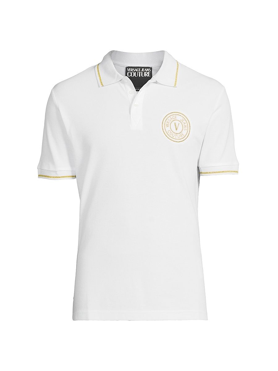 Men's Logo Cotton Polo Shirt - White Gold - Size XS