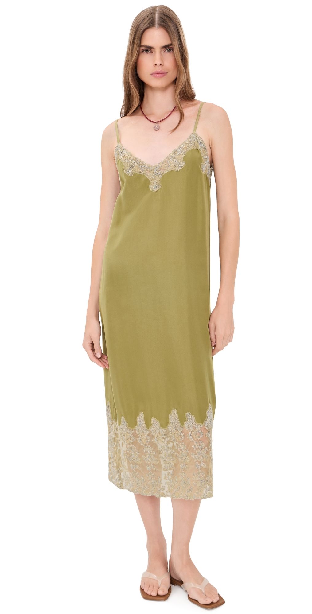 THE GREAT. The Legacy Dress Light Olive/Cream 3
