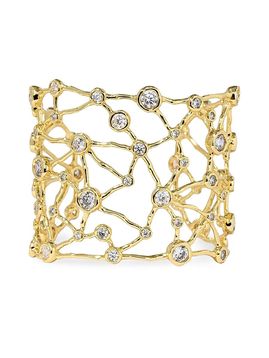 Women's Asterales 14K-Gold-Plated & Cubic Zirconia Celestial Wide Cuff - Gold