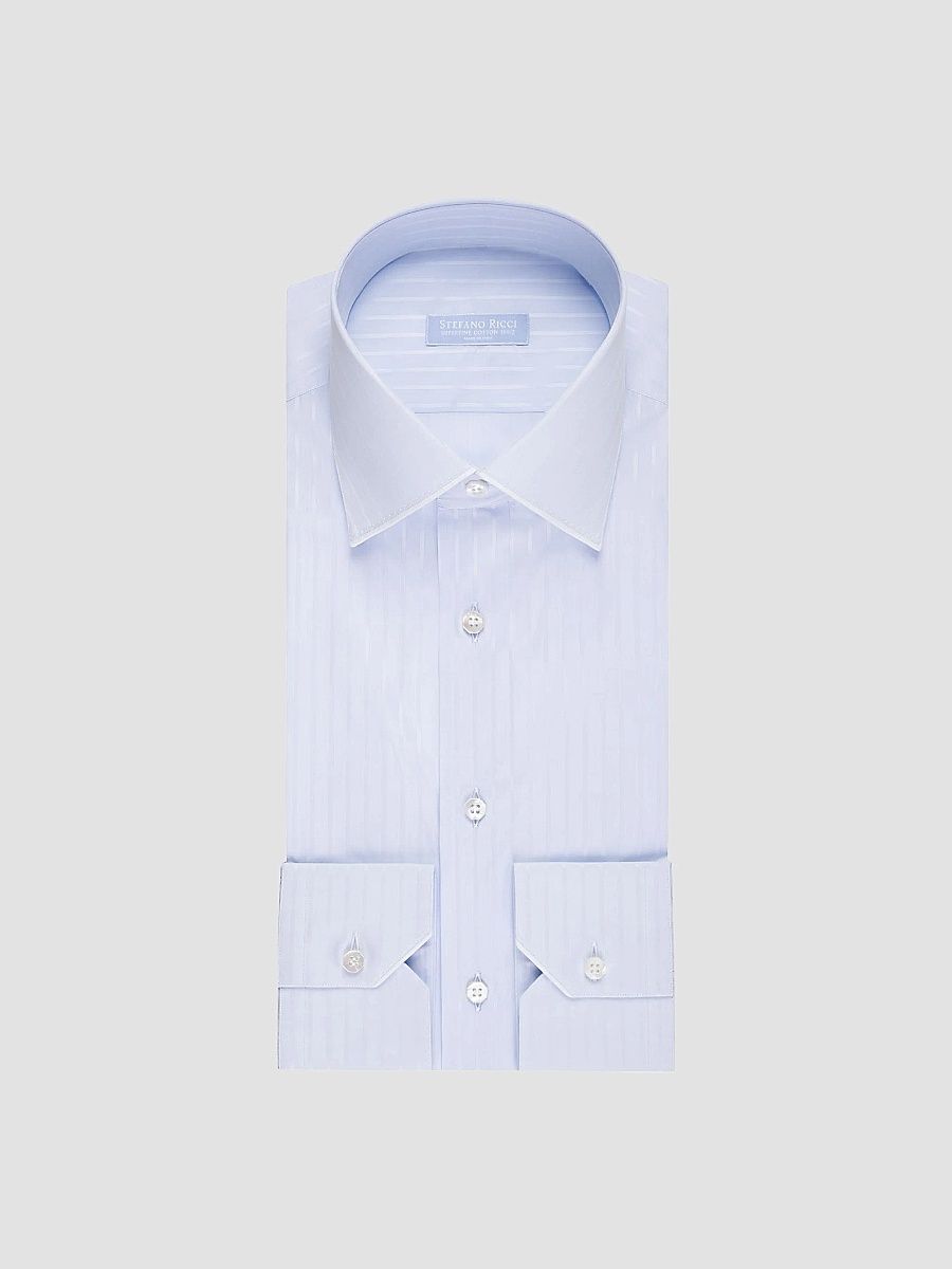 Stefano Ricci Men's Asti Long Sleeve Shirt - Blue - Size 18.5