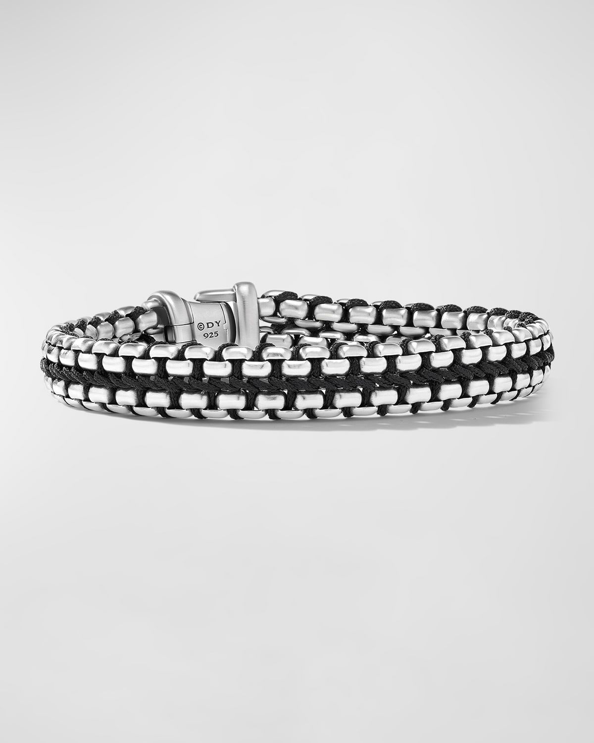 Men & apos;s Woven Box Chain Bracelet in Silver, 12mm