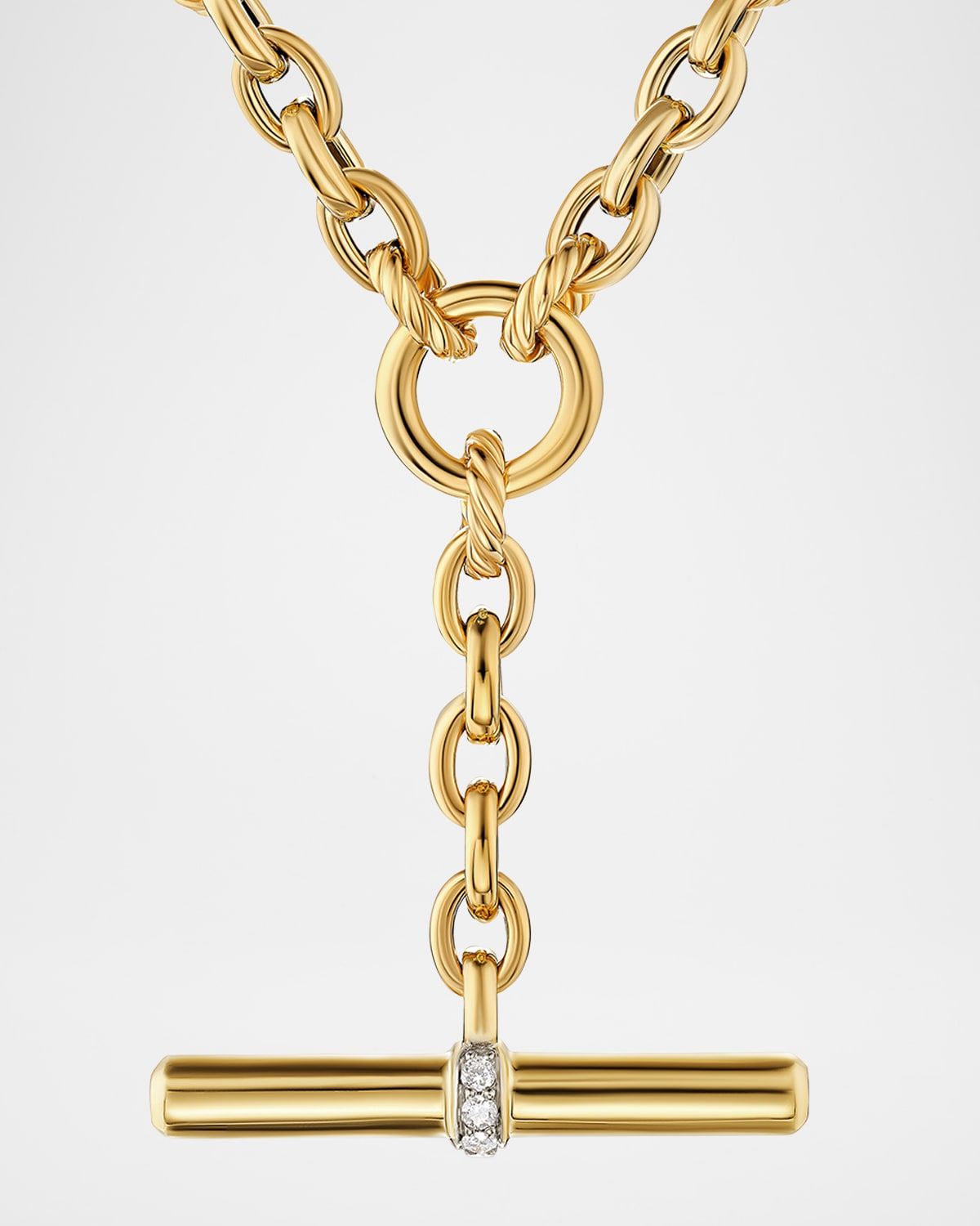 DY Mercer Petite Toggle Necklace with Diamonds in 18K Gold, 4.5mm, 20"L