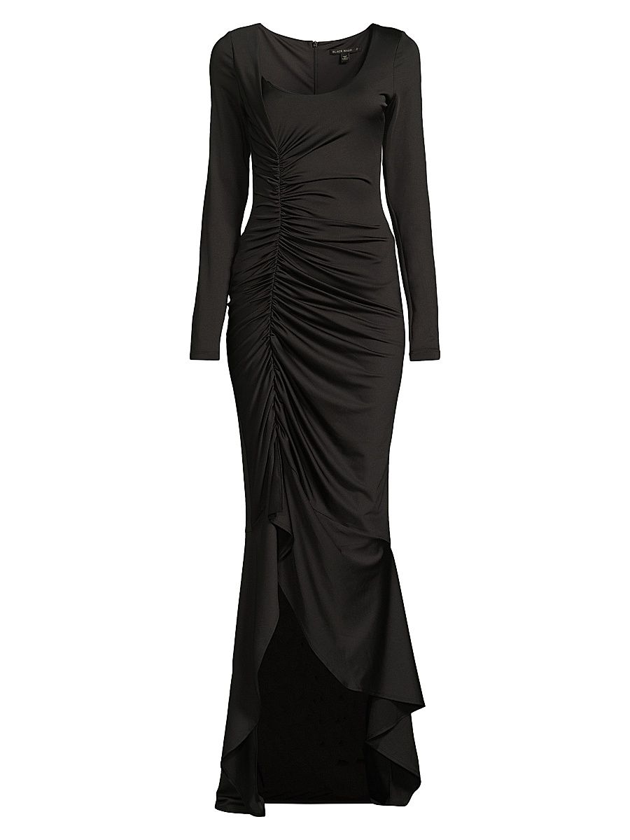 Women's Atlanta Ruched Jersey Maxi Dress - Black - Size 2