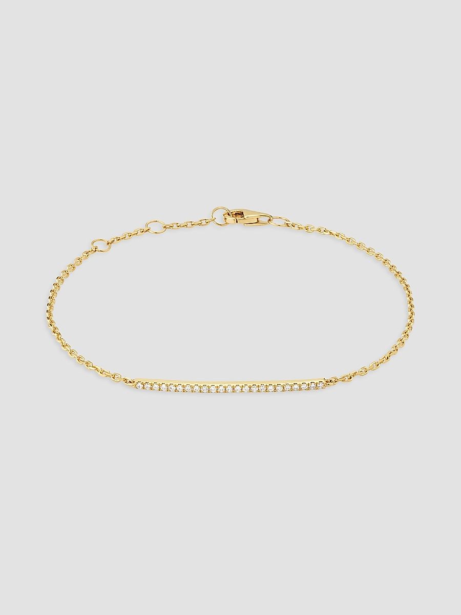 Women's 14K Yellow Gold Brooklyn Bar Diamond Bracelet - Gold - Size 6