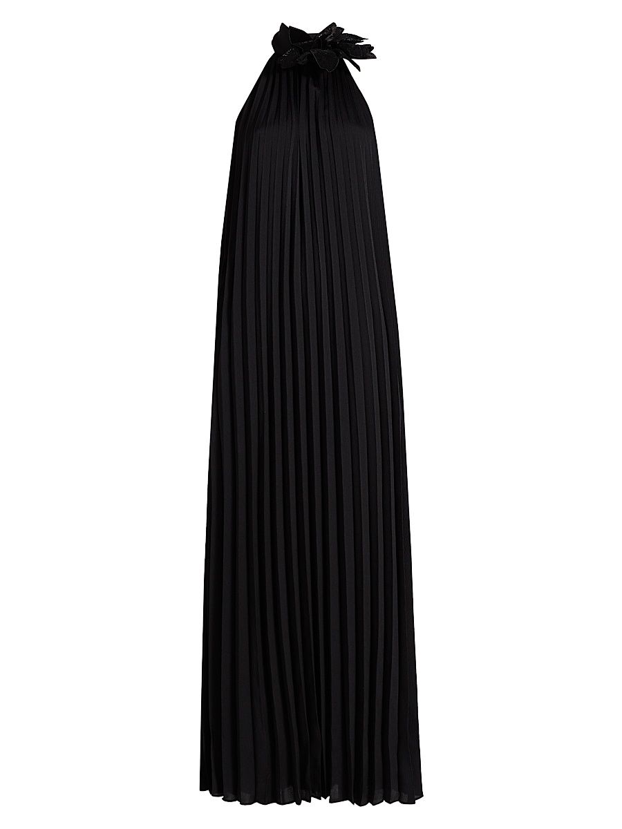 Women's Blakely Pleated Halterneck Gown - Black - Size Medium