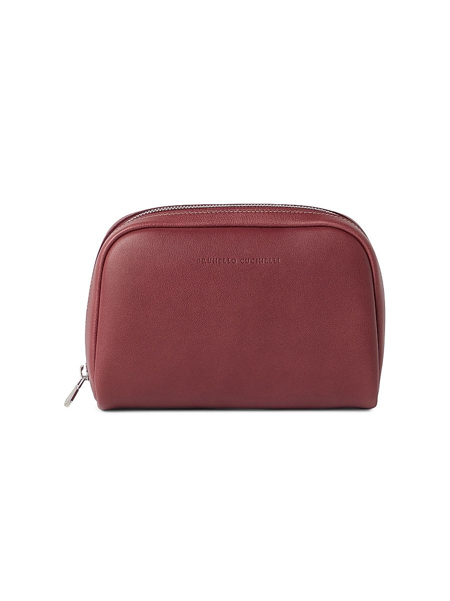 Calfskin Slim Beauty Case - Burgundy