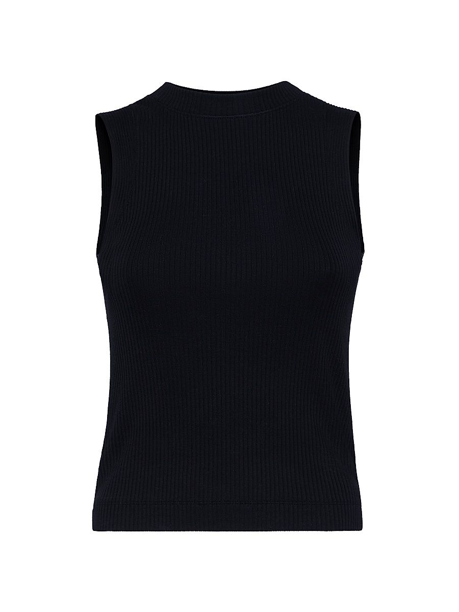 Women's Cotton Ribbed Jersey Top With Monili - Black - Size XXXXXXL