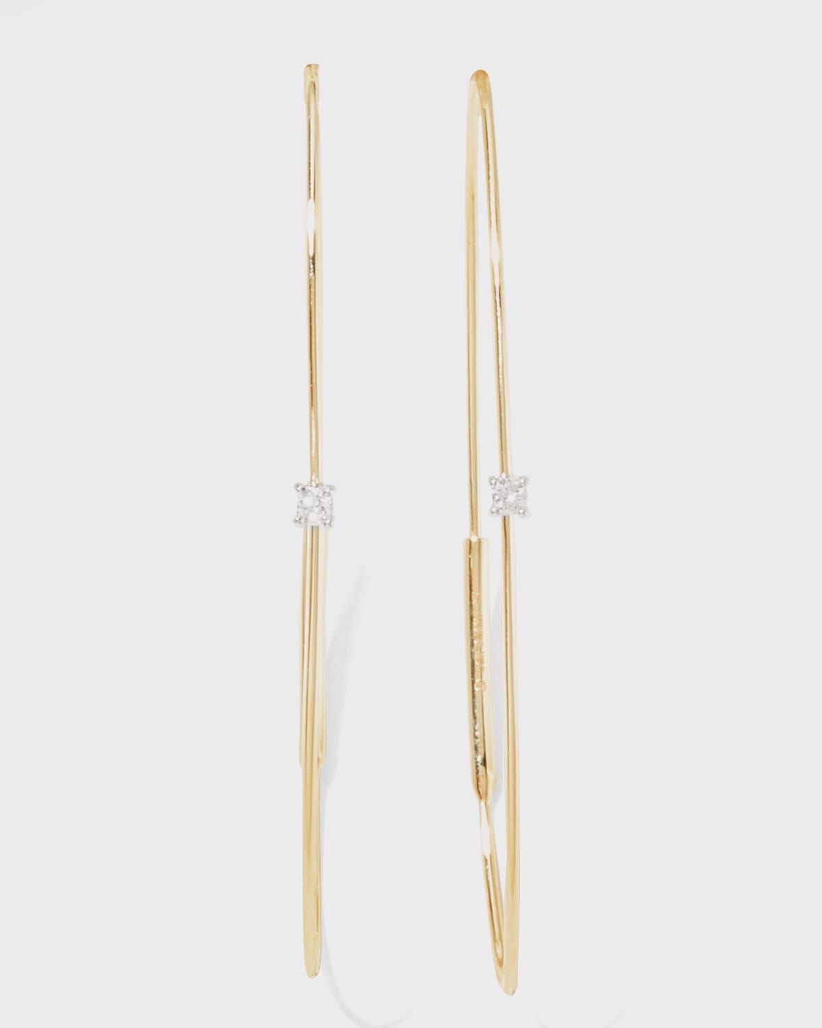 14K Gold Small Oval Magic Hoop Earrings with Diamonds