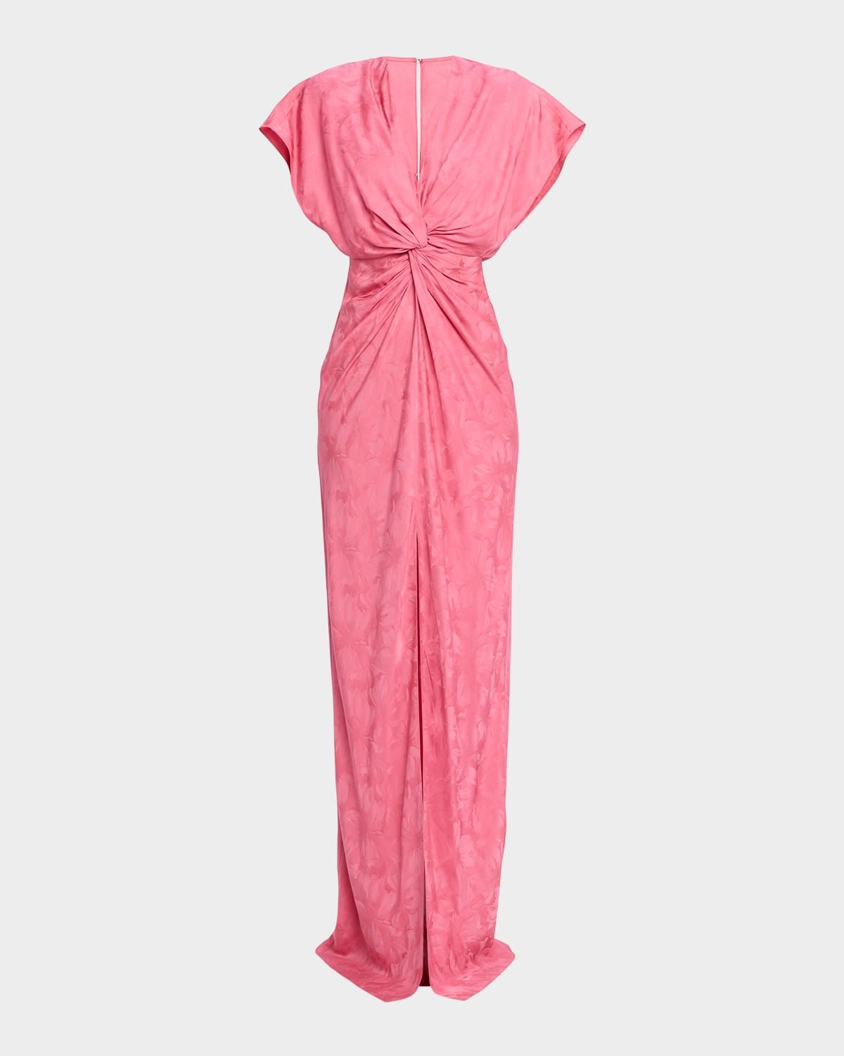 Jackie Twisted Floral Satin Jacquard Maxi Dress